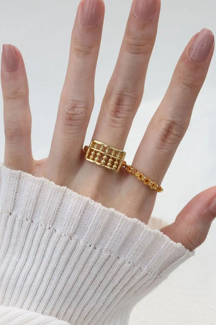 Citrine Half Eternity Band Model2