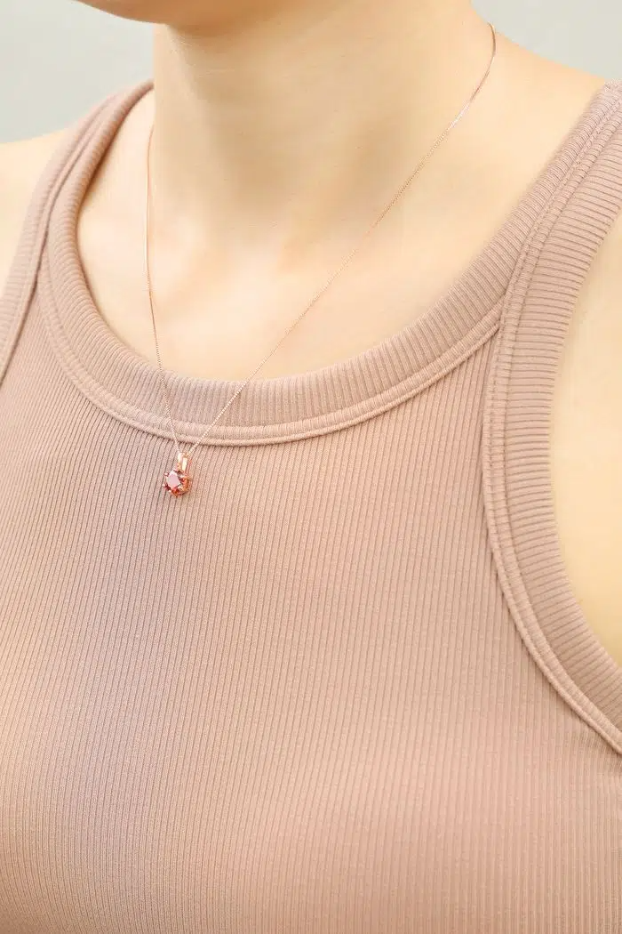 1ct Red Moissanite Necklace Model