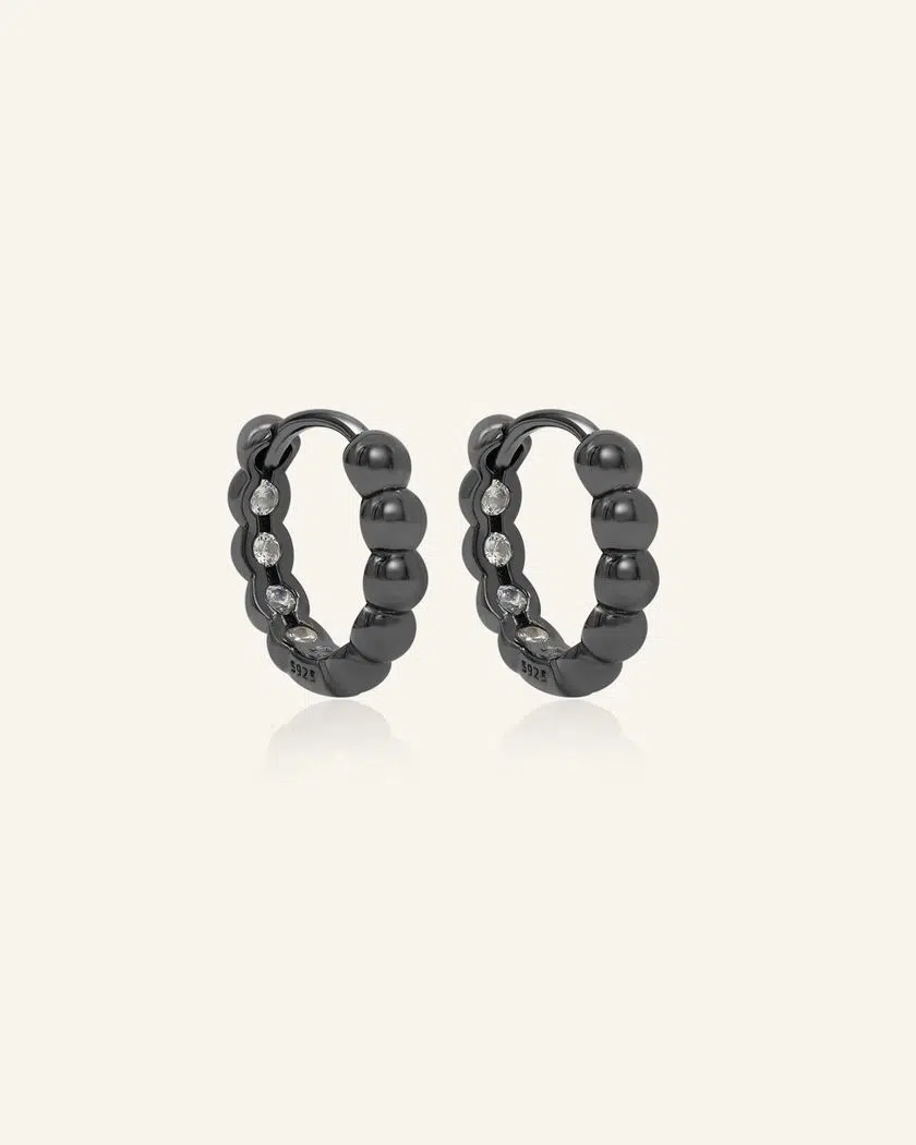 Beaded Huggies – Black Gold