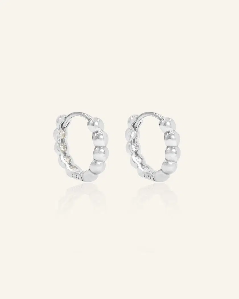 Beaded Huggies – Silver