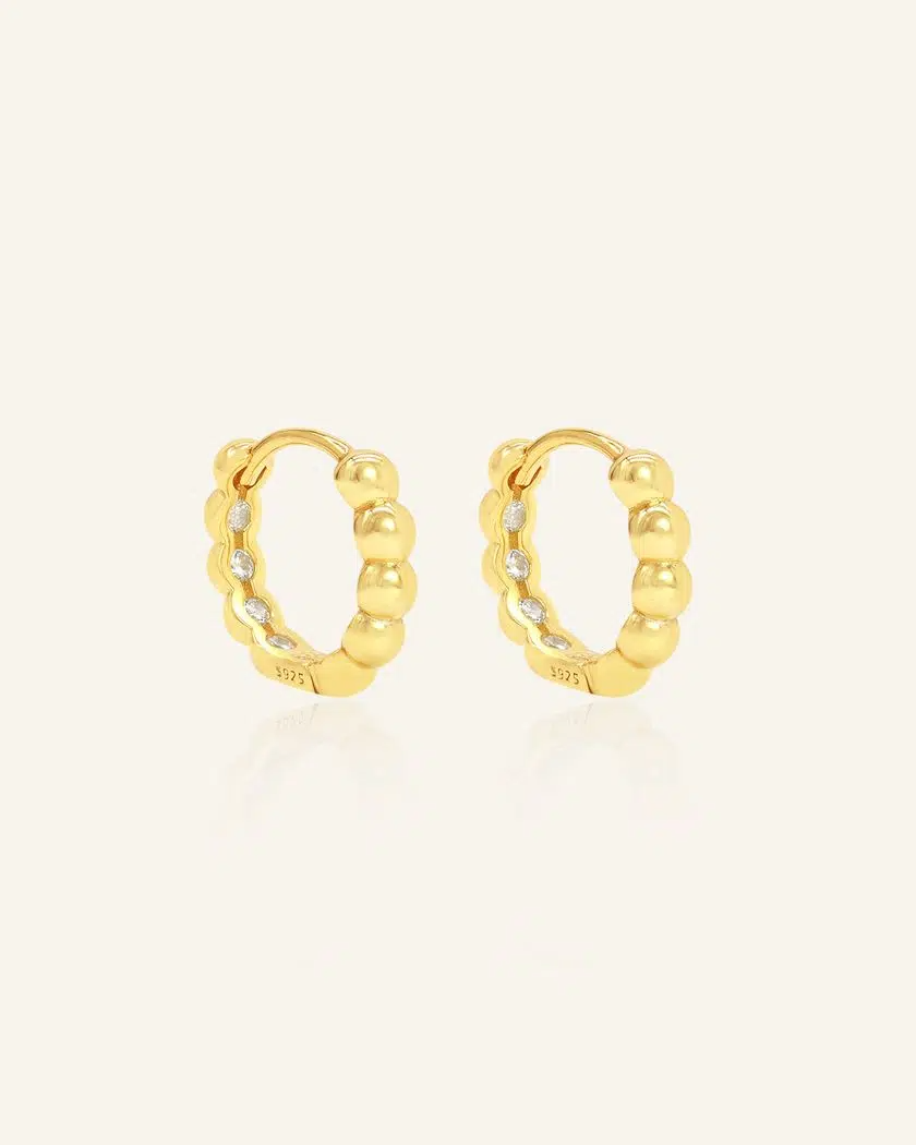 Beaded Huggies – Yellow Gold