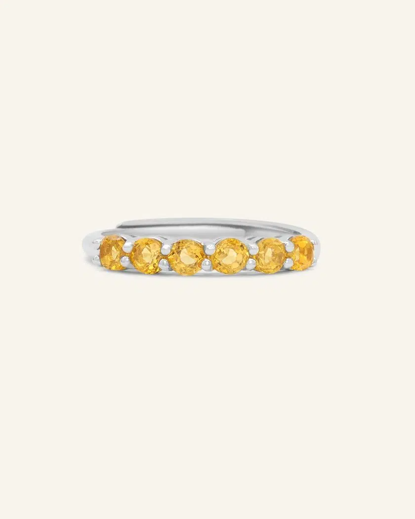 Citrine Half Eternity Band Silver