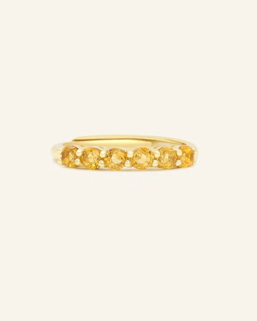 Citrine Half Eternity Band Yellow Gold