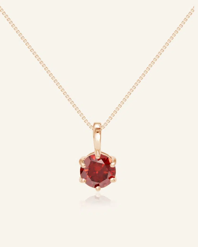 Classic One Carat Moissanite Necklace Red Rose Gold