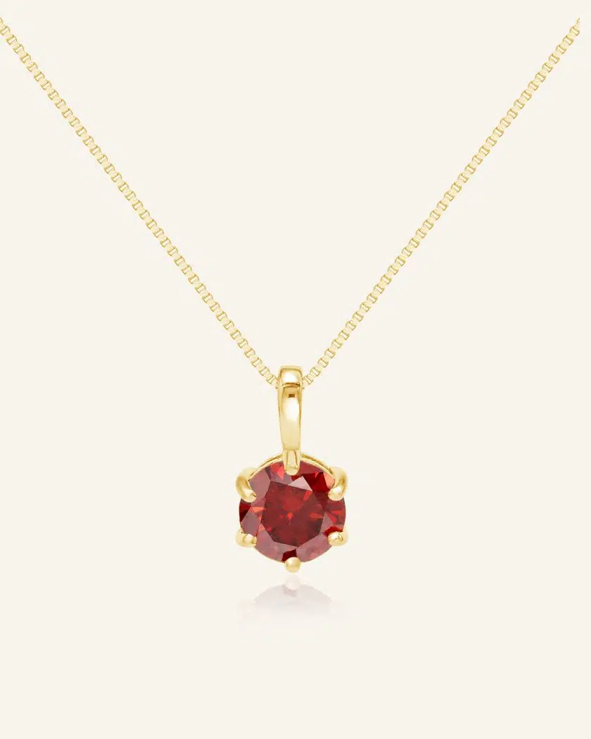 Classic One Carat Moissanite Necklace Red Yellow Gold