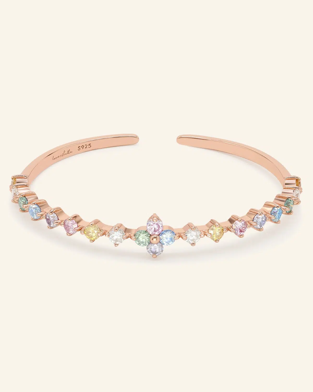 Clover Sparkle Cuff by Elate Rose Gold Vermeil