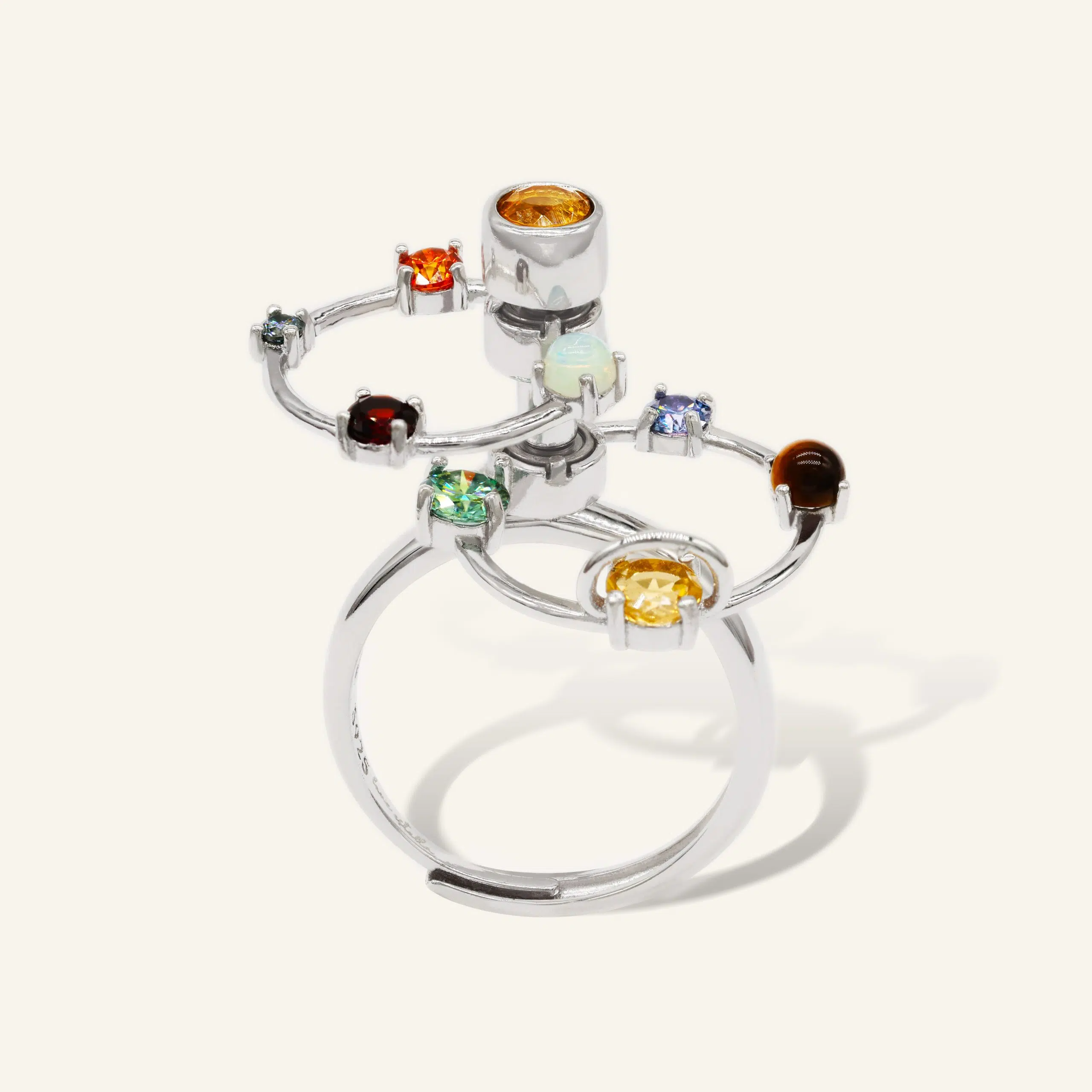 Cosmic Orbital Spinning Ring Silver scaled