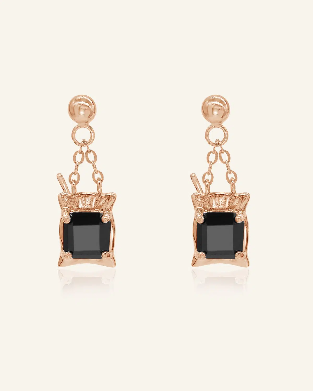 Dabao Studs Black Spinel Rose Gold