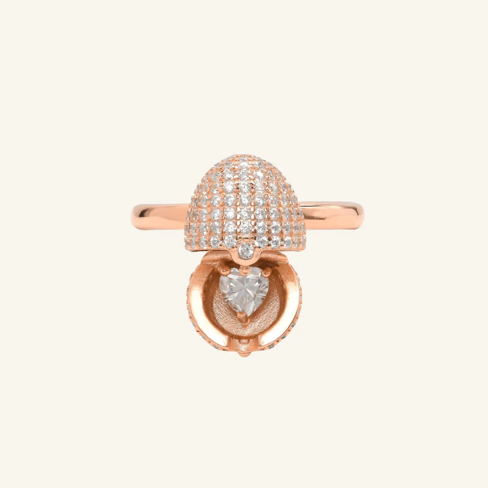 Dragon Egg Ring White Moissanite Rose Gold