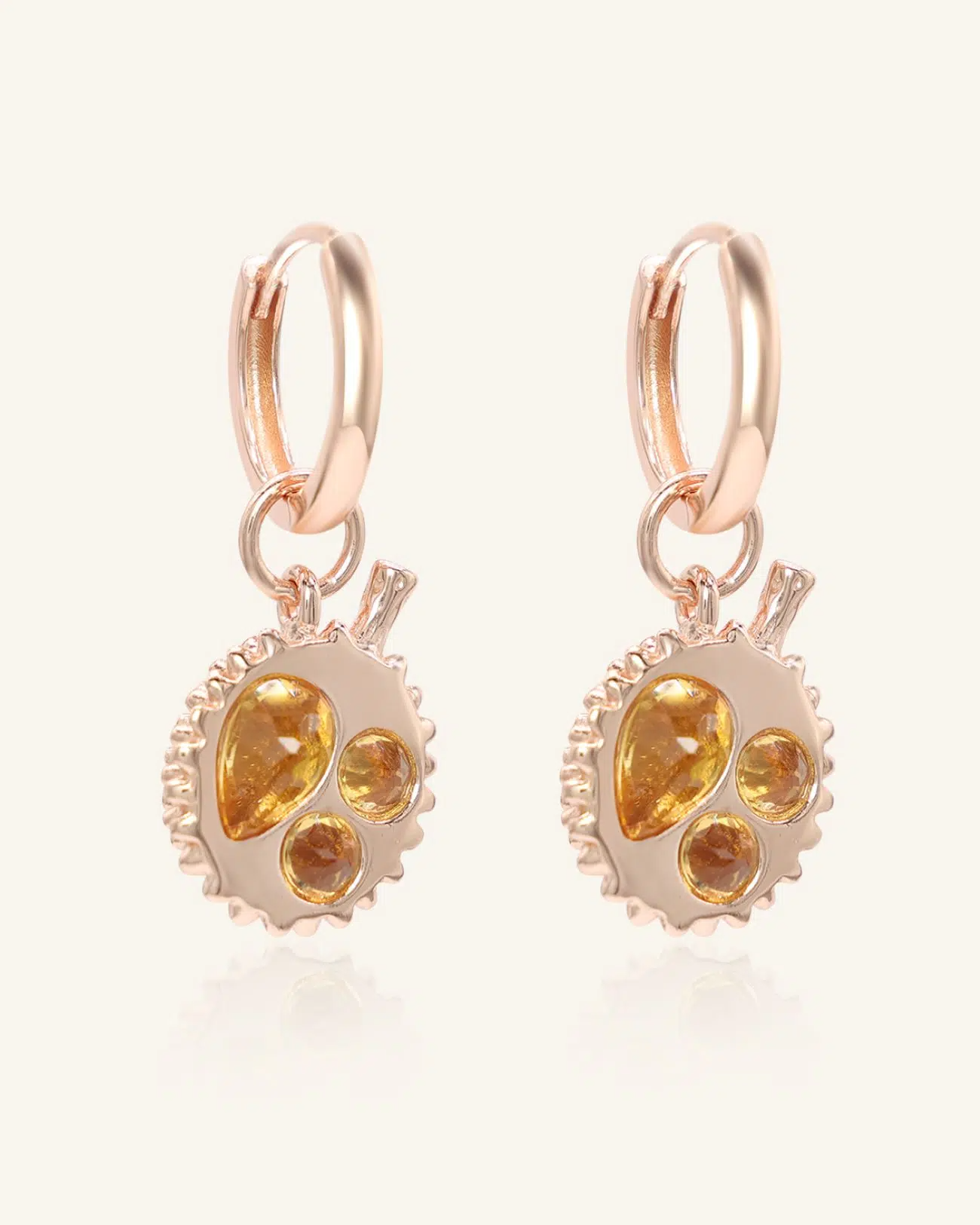 Durian Citrine Huggies Rose Gold