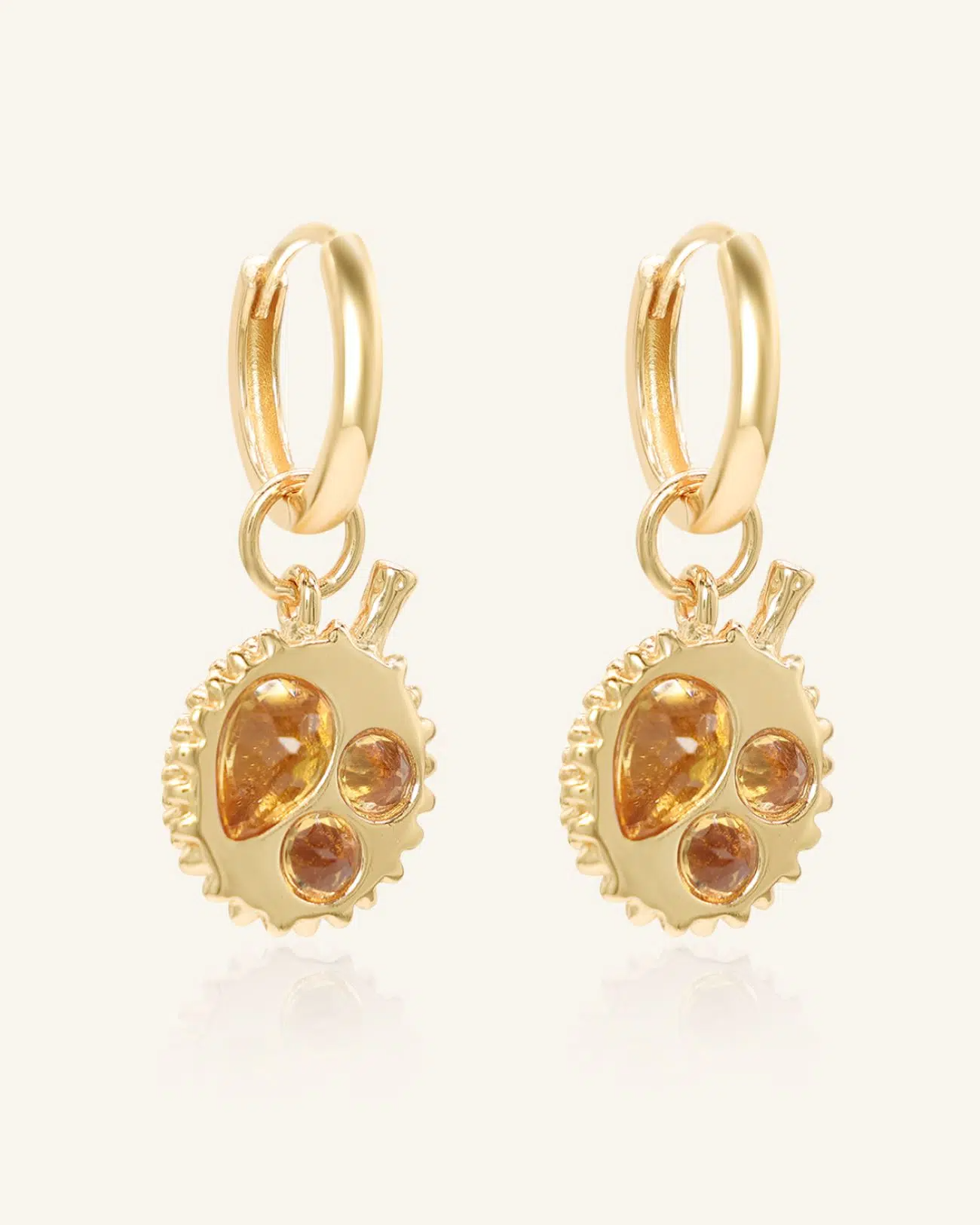 Durian Citrine Huggies Yellow Gold