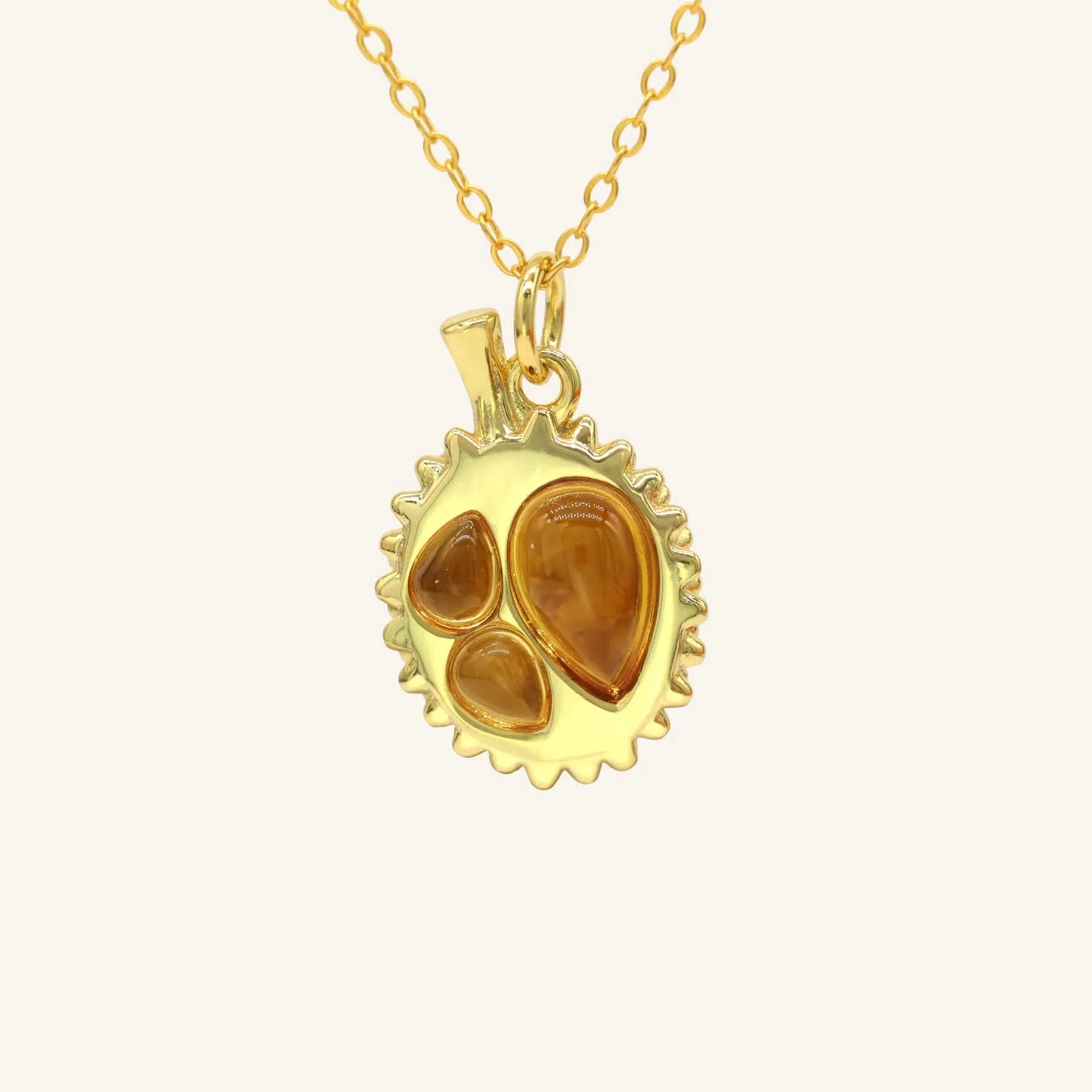 Durian Citrine Necklace Yellow Gold Front