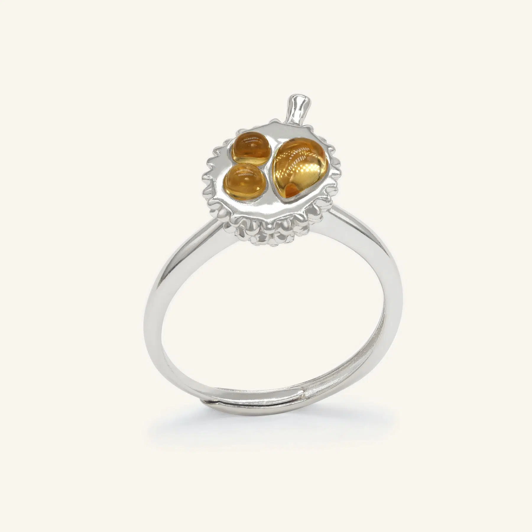 Durian Citrine Ring Silver