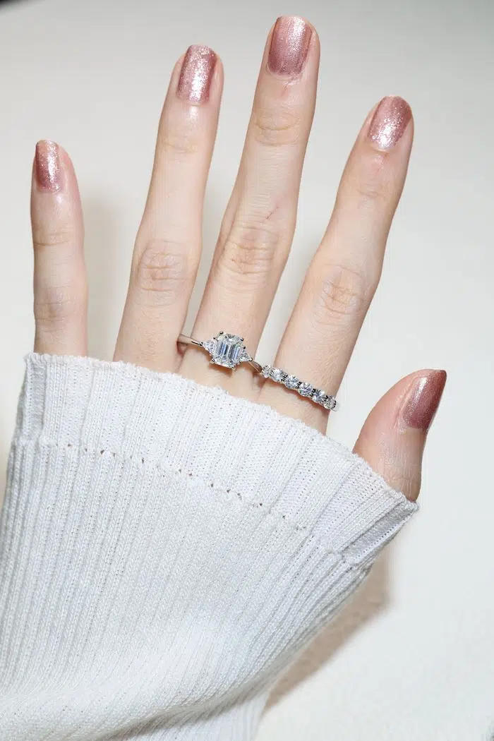 Emerald Cut Moissanite Ring Model