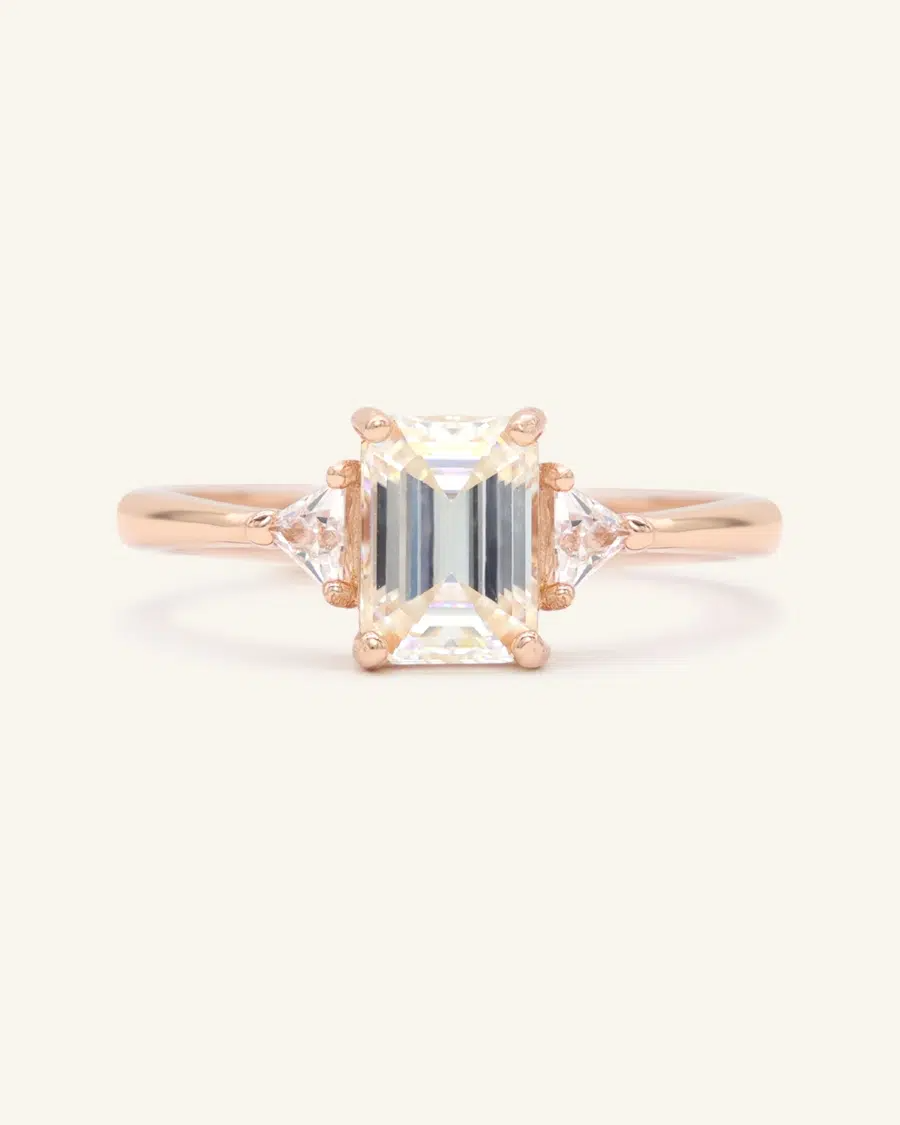 Emerald Cut Moissanite Ring Rose Gold 1