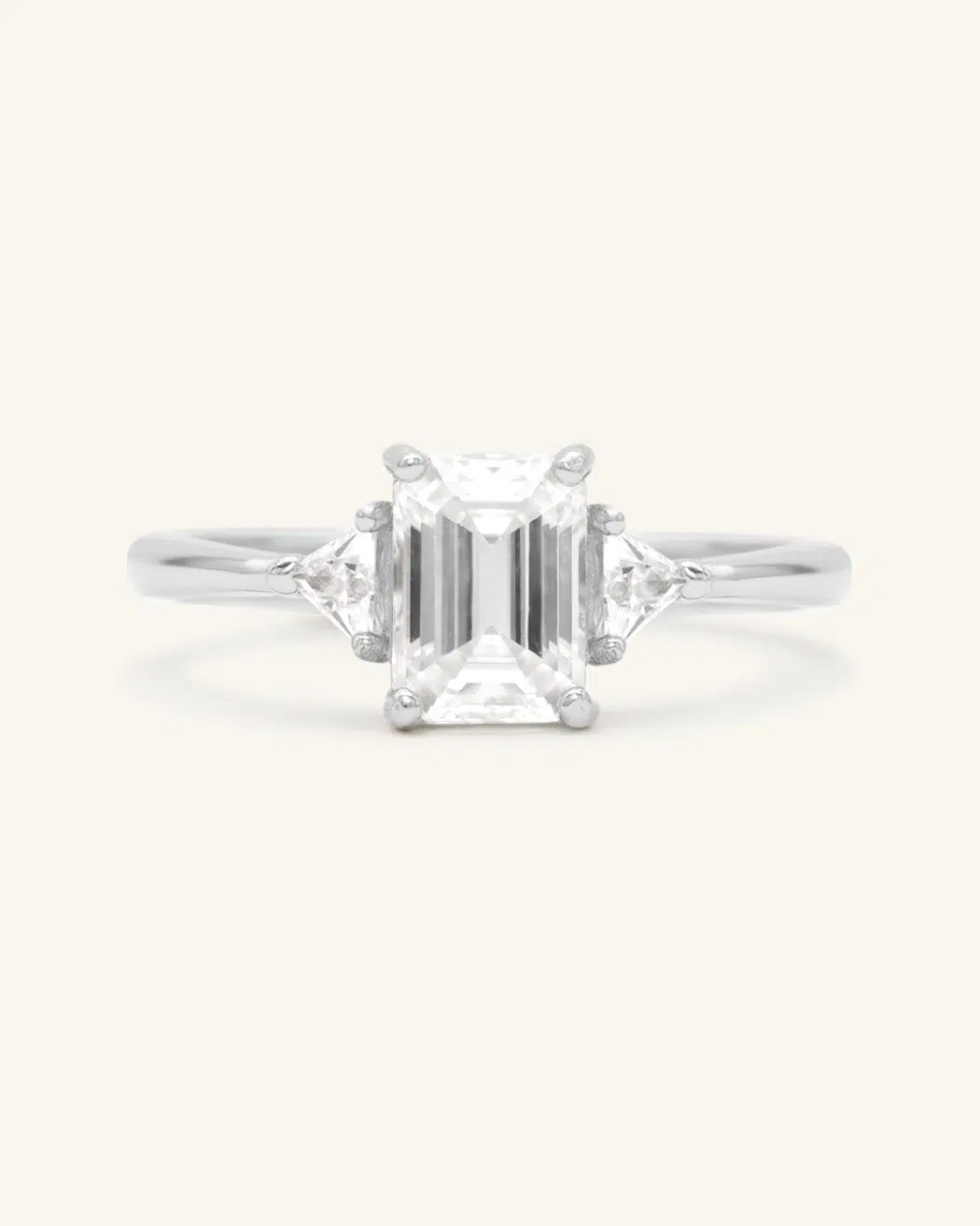 Emerald Cut Moissanite Ring Silver