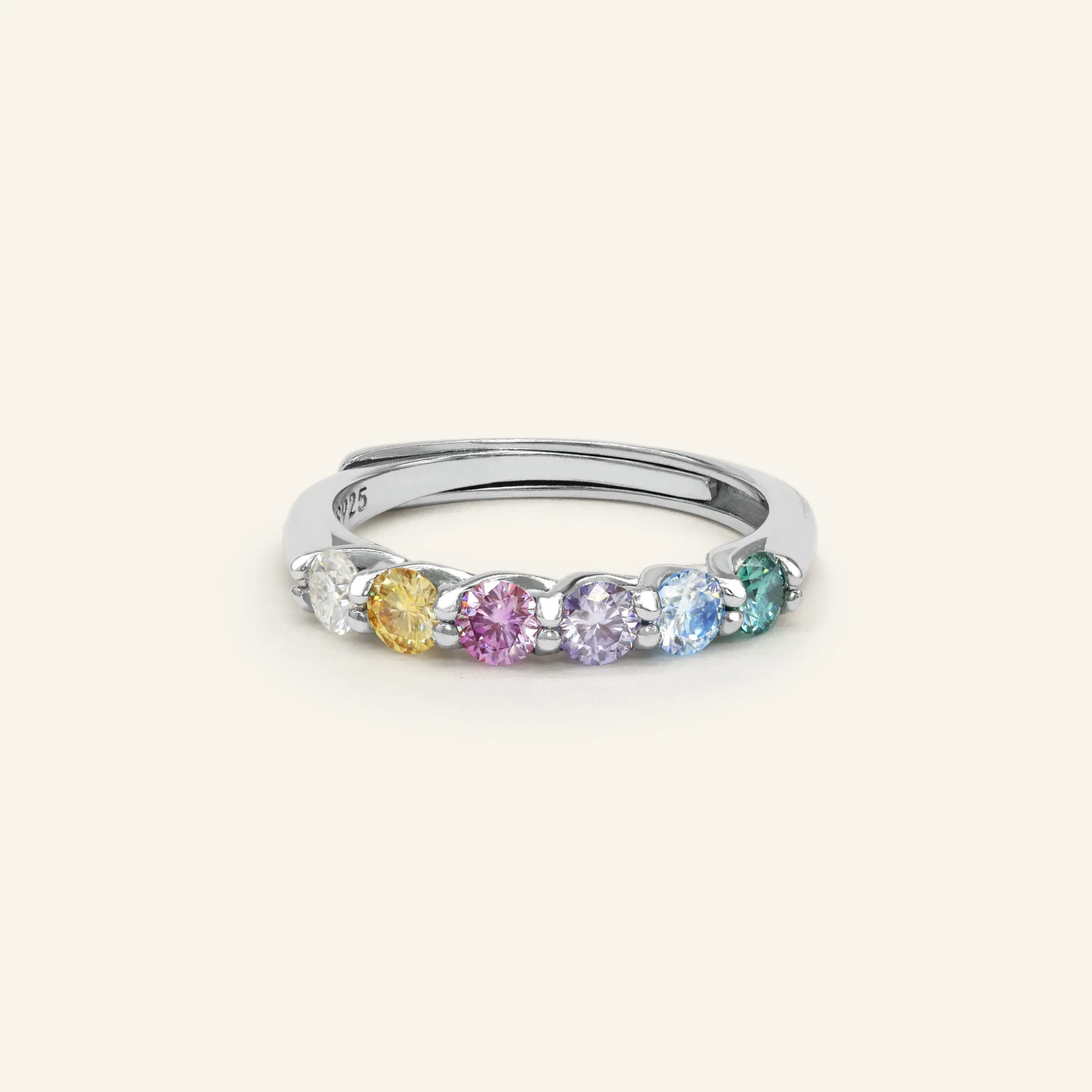 Entwine Eternity Band by ElatePastel Rainbow Silver scaled