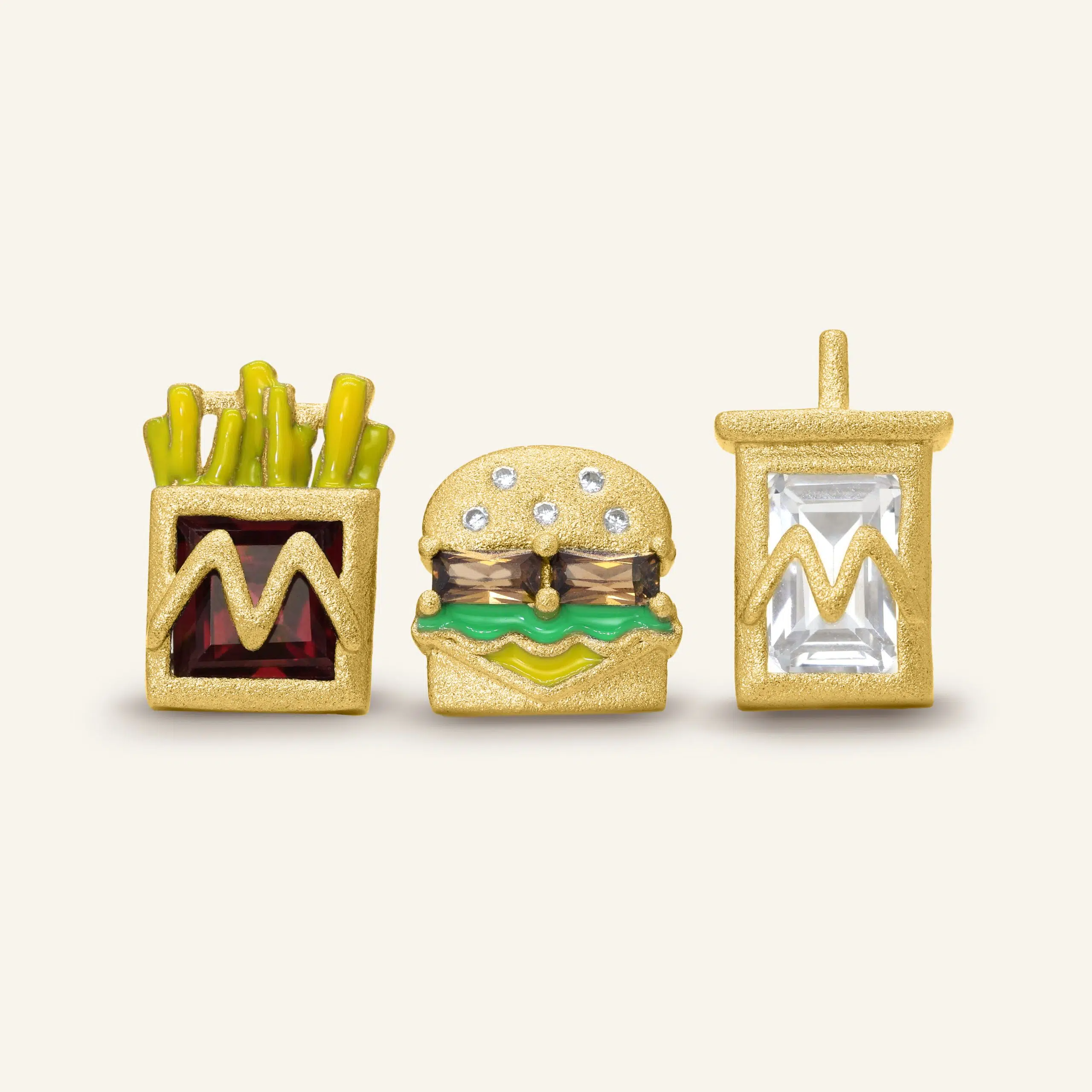 Extra Value Meal Studs Matt Yellow Gold scaled