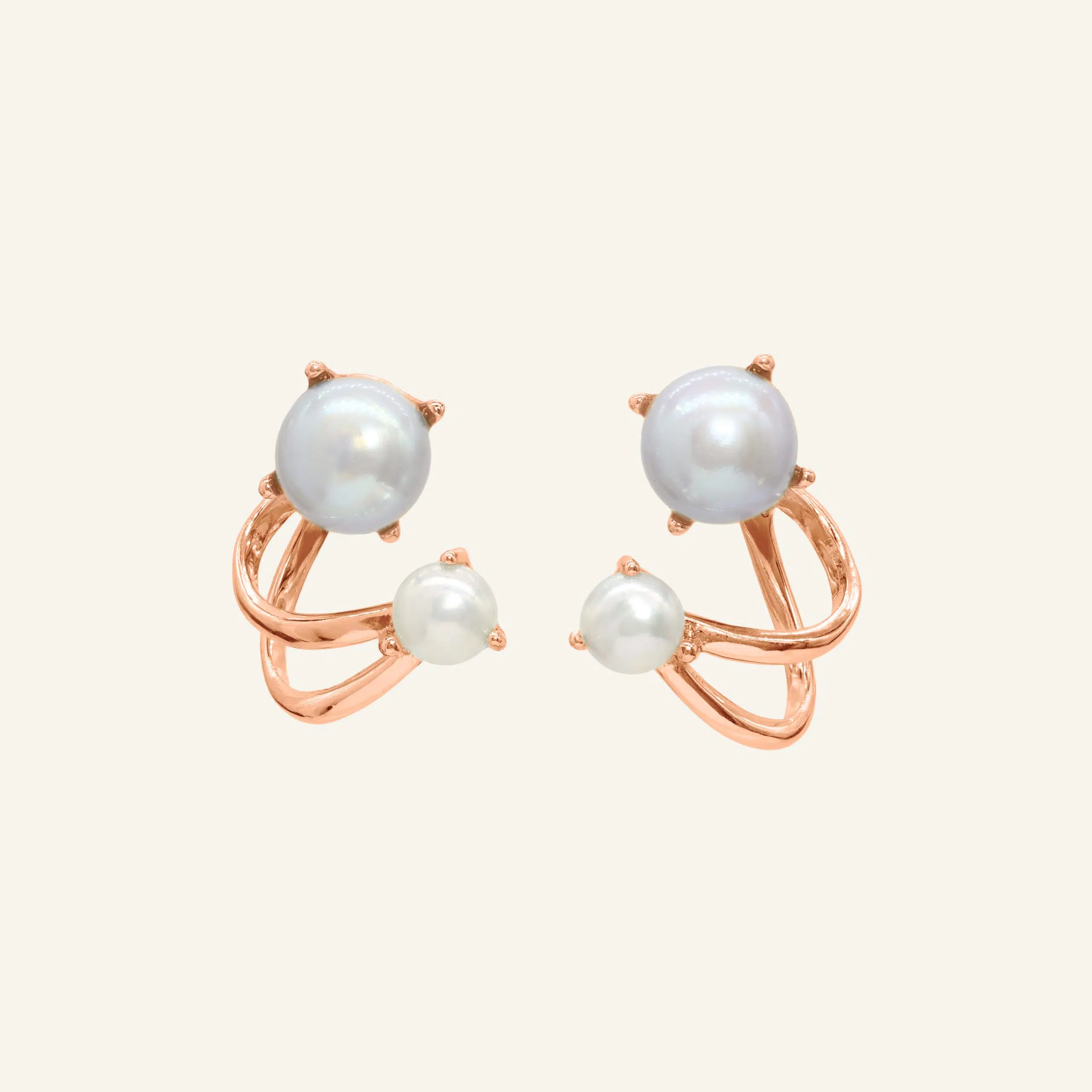 Illusion Ear Jackets Pearl Rose Gold Vermeil scaled