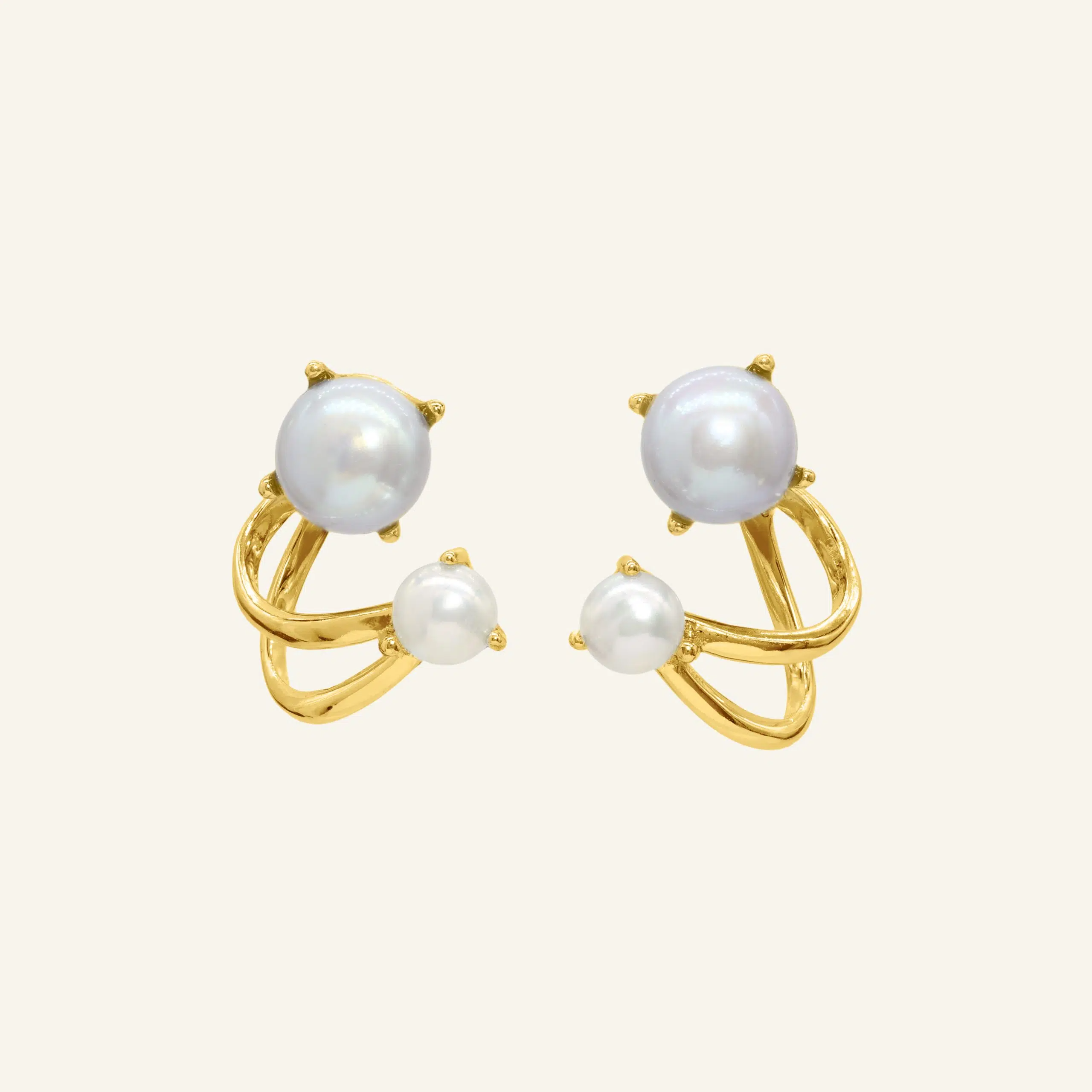 Illusion Ear Jacket Pearl Yellow Gold Vermeil scaled