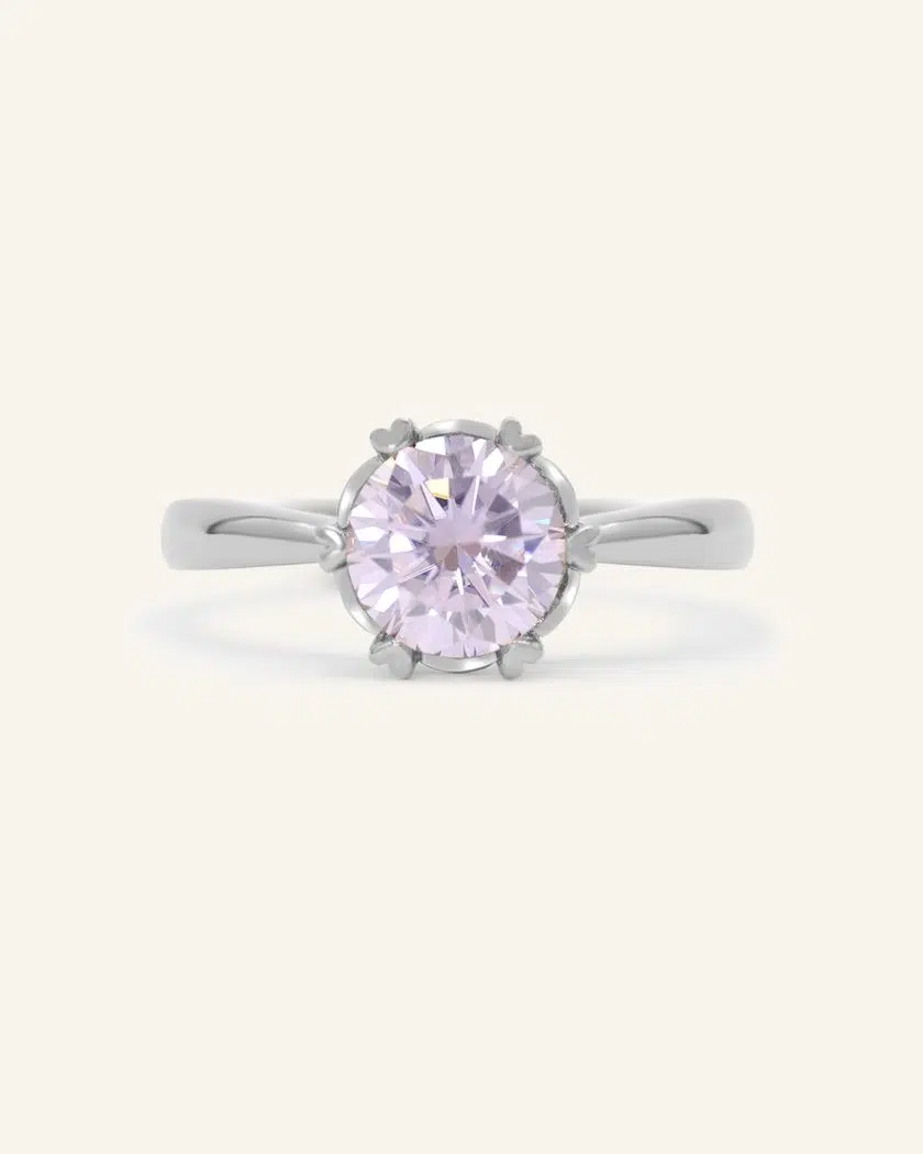 One Carat Lilac Moissanite Ring