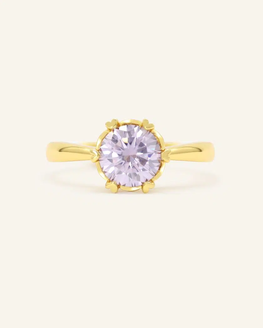 One Carat Lilac Moissanite Ring