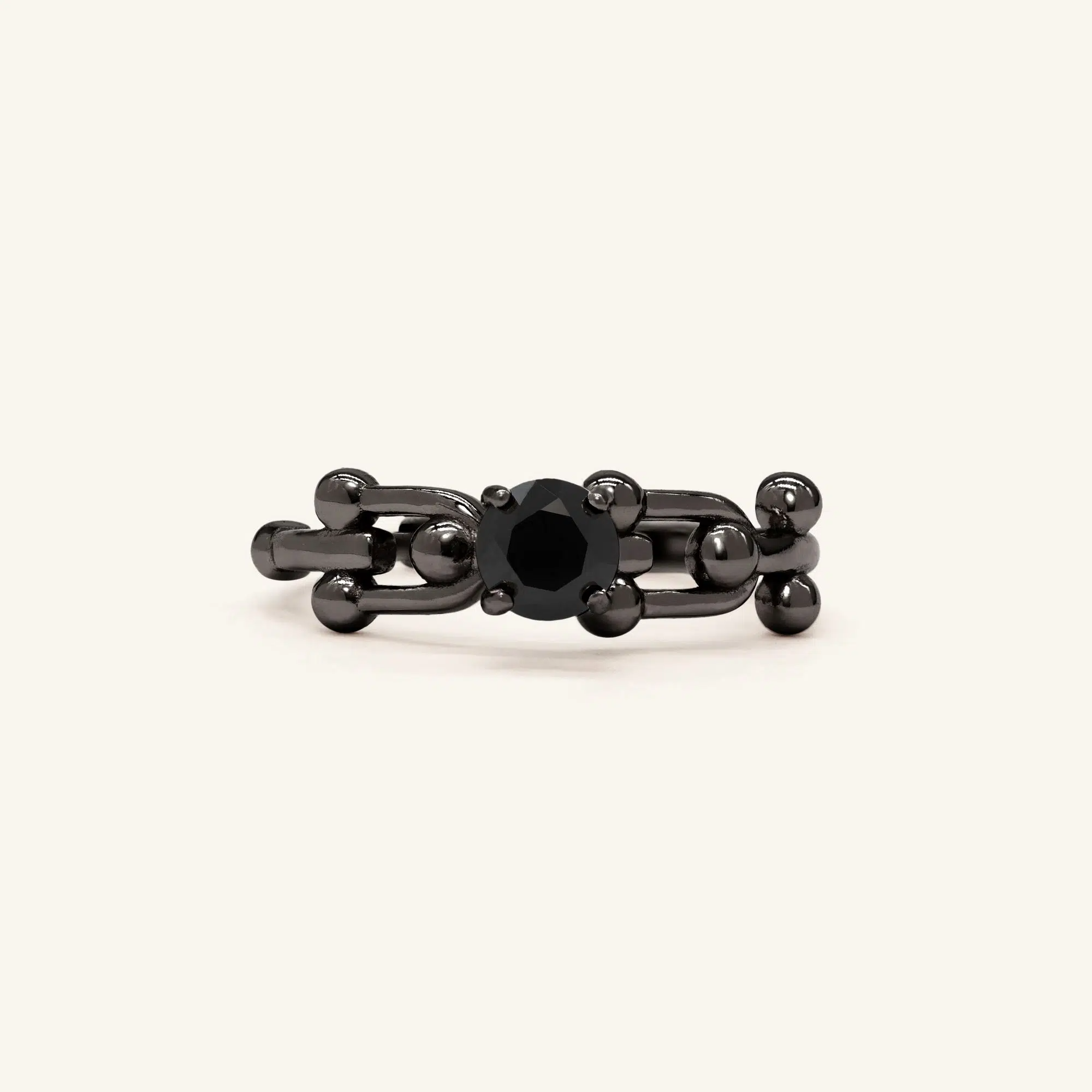 Lock Link Ring Black Spinel Black Gold