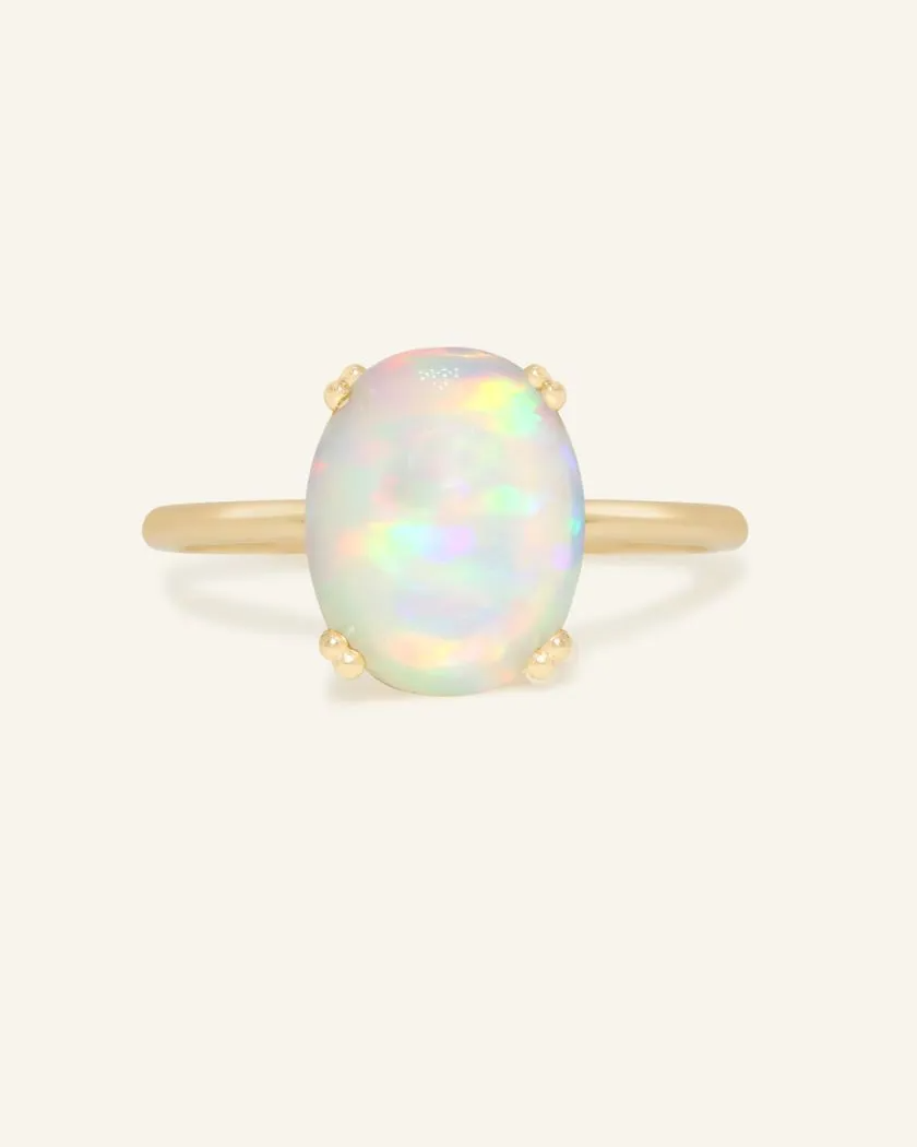 luna opal ring in yellow gold