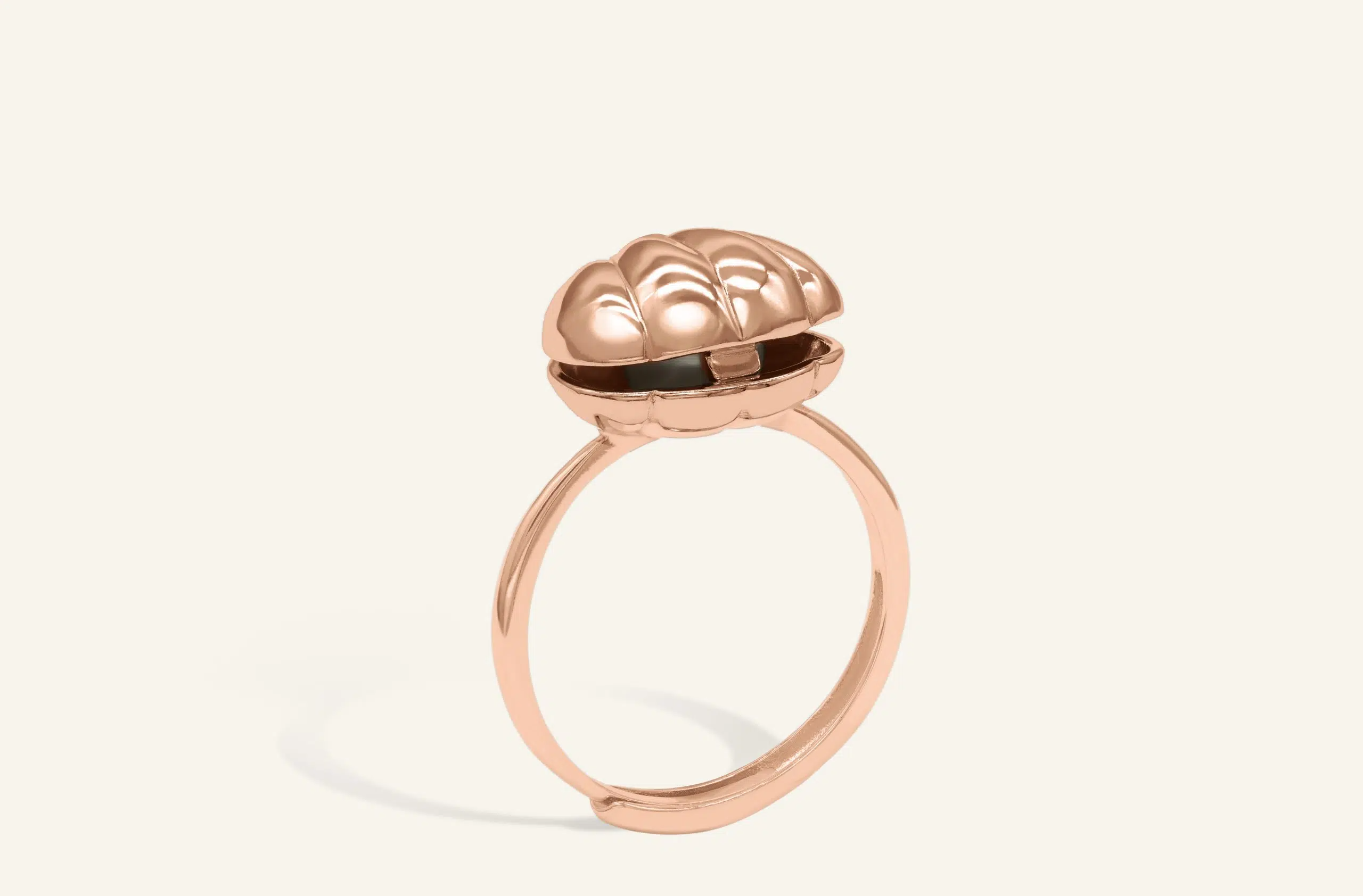 Polly Pocket Sea Shell Freshwater Pearl Ring Half Opened Rose Gold scaled