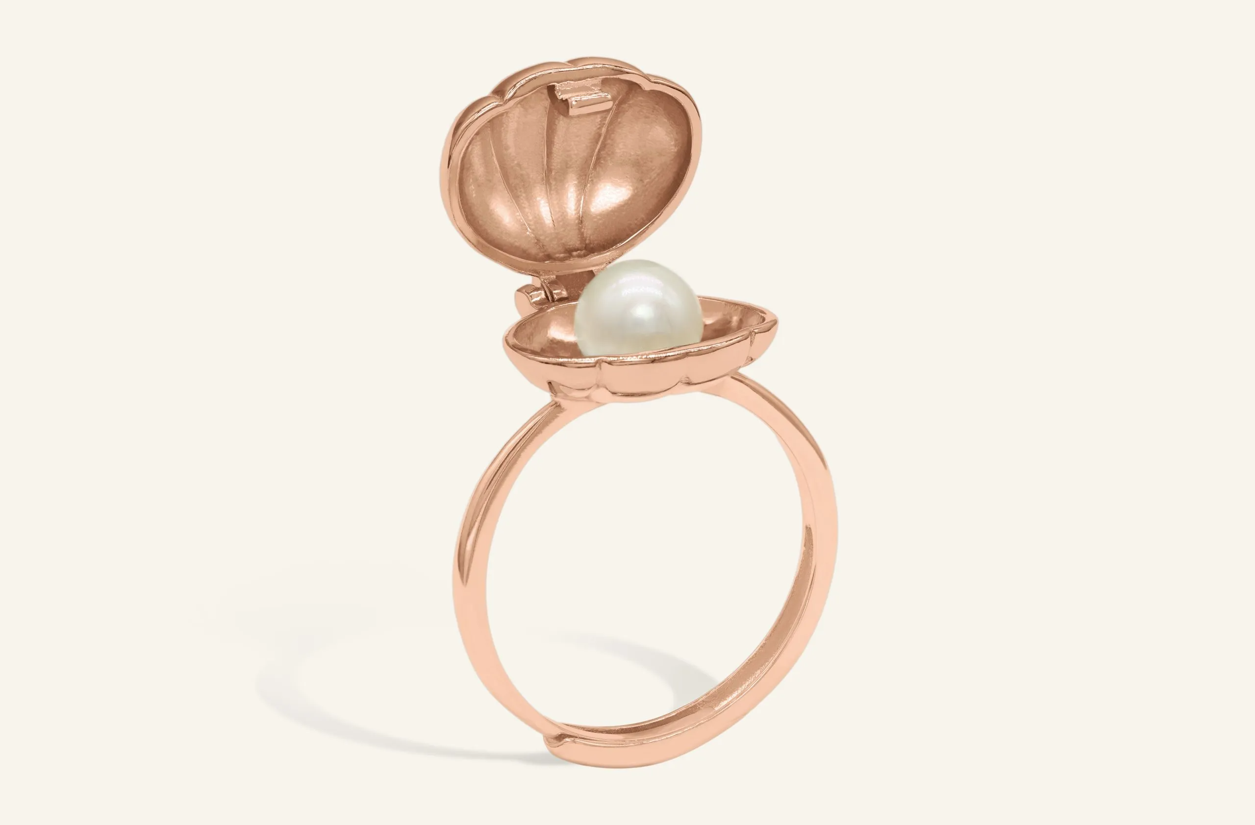 Polly Pocket Sea Shell Freshwater Pearl Ring Open Rose old scaled