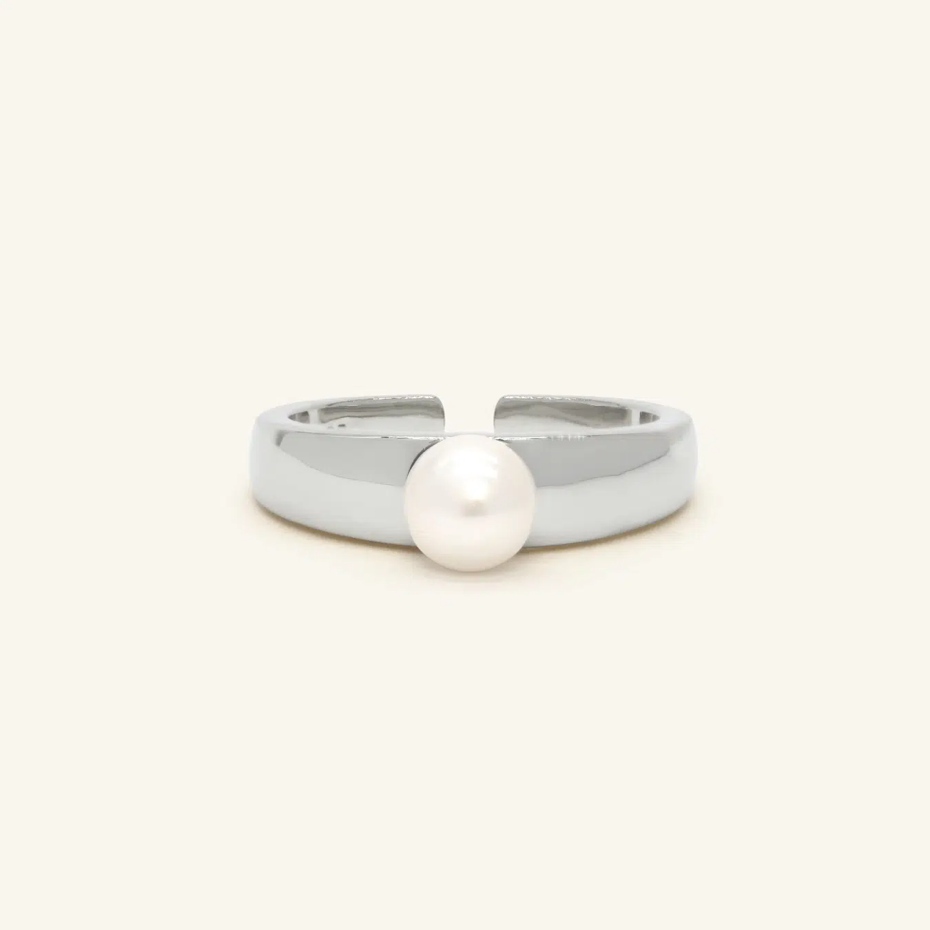 Thick Pearl Band Silver