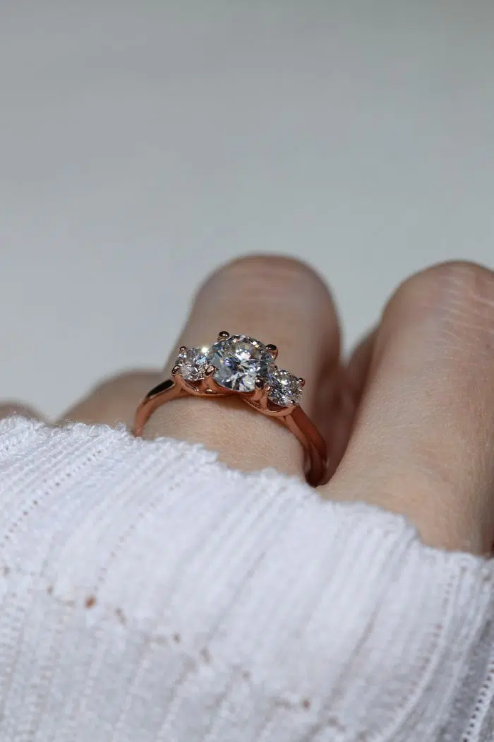 Trilogy Moissanite Ring Model2