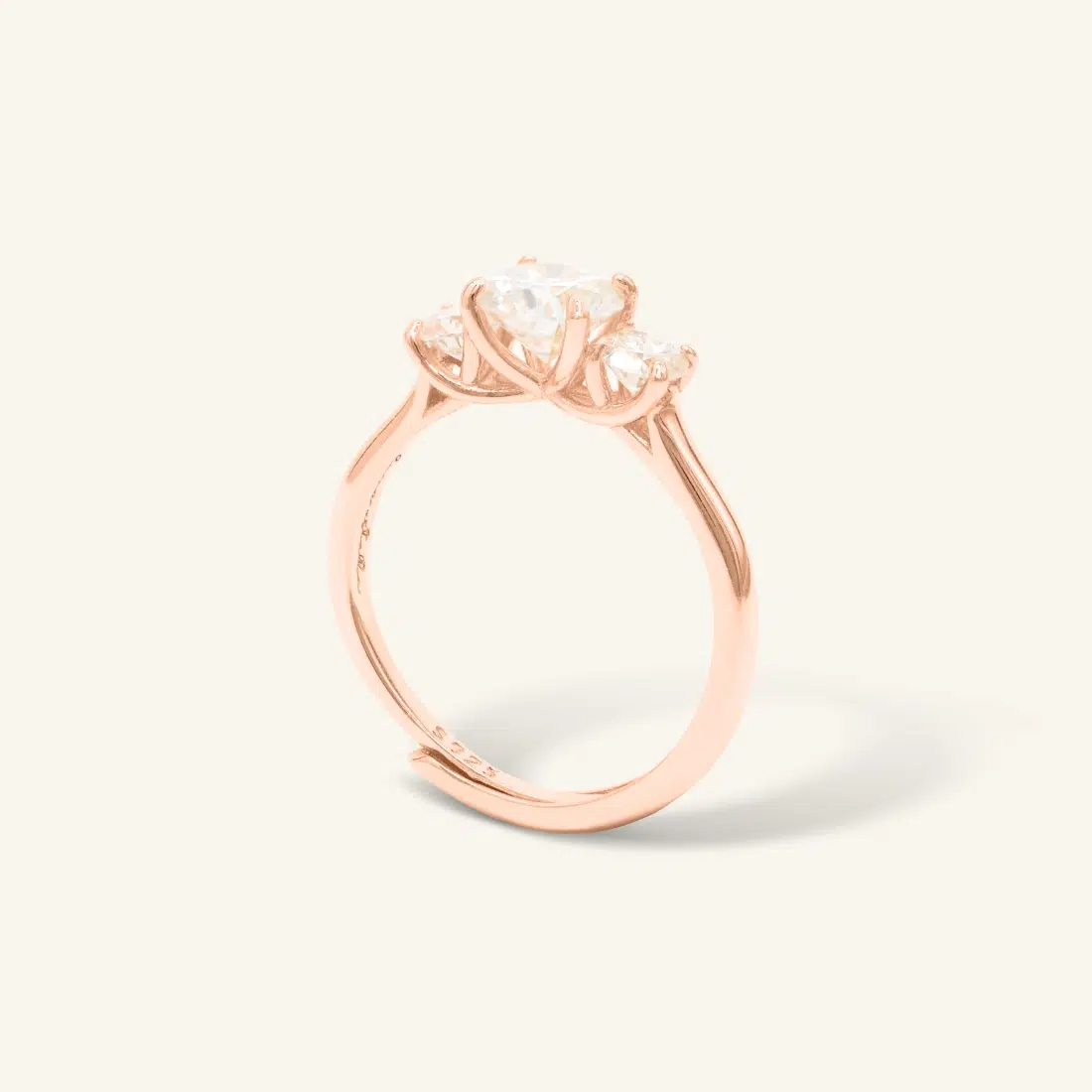 Trilogy Moissanite Ring Rose Gold2