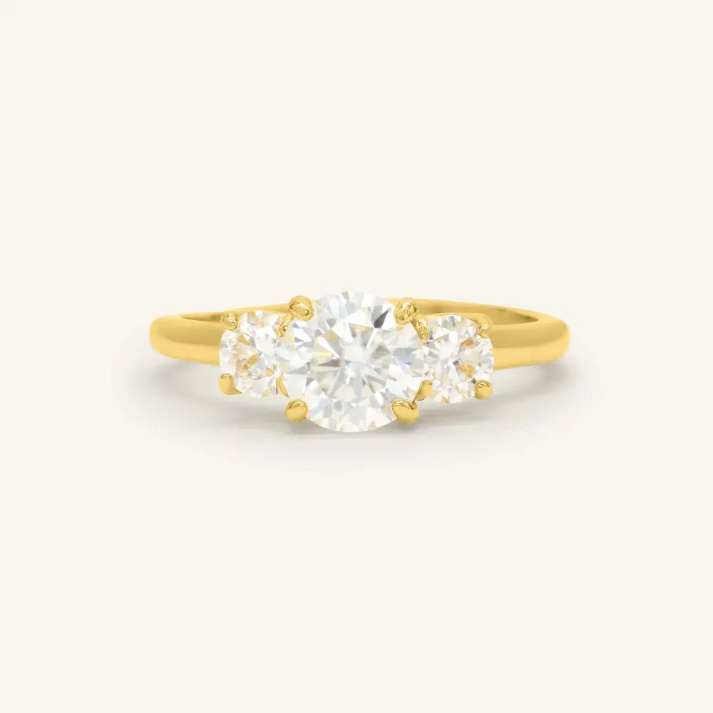 Trilogy Moissanite Ring Yellow Gold1